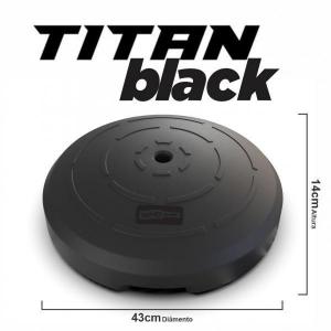BASE TITAN BLACK Polietileno 43 x 43 x 14 Cor Preta Água ou Areia Encaixe 3/4 Enchimento até 13kg