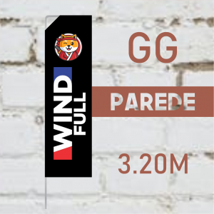 WIND FULL PAREDE (GG) Completo com Hastes e Suporte de Aço 3.20m x 0.65m Dupla-Face | Impressão Ultra-HD EPSON RETANGULAR Embalagem Estrutura de Alumínio Desmontável