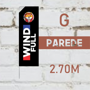 WIND FULL PAREDE (G) Completo com Hastes e Suporte de Aço 2.70m x 0.65m Dupla-Face | Impressão Ultra-HD EPSON RETANGULAR Embalagem Estrutura de Alumínio Desmontável