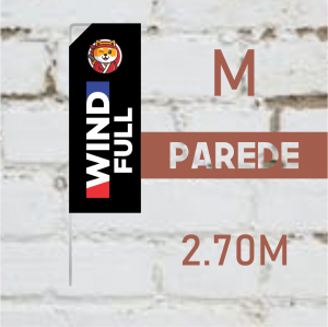 WIND FULL PAREDE (M) Completo com Hastes e Suporte de Aço 2.70m x 0.65m Dupla-Face | Impressão Ultra-HD EPSON RETANGULAR Embalagem Estrutura de Alumínio Desmontável