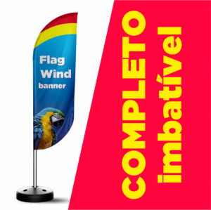 WIND COMPLETO (P) Base Titan Black 1.85M X 0.65M Dupla-Face | Impressão Ultra-HD EPSON Tecido TecnoSport 100% Sintético FACA | PENA | VELA | ÂNGULO Estrutura de Alumínio Desmontável