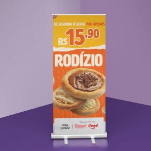 ECO ROLL-UP COMPLETO Alumínio/Poliestireno 2.0m x 80cm 4x0 Tecido ECO Sintético Completo 